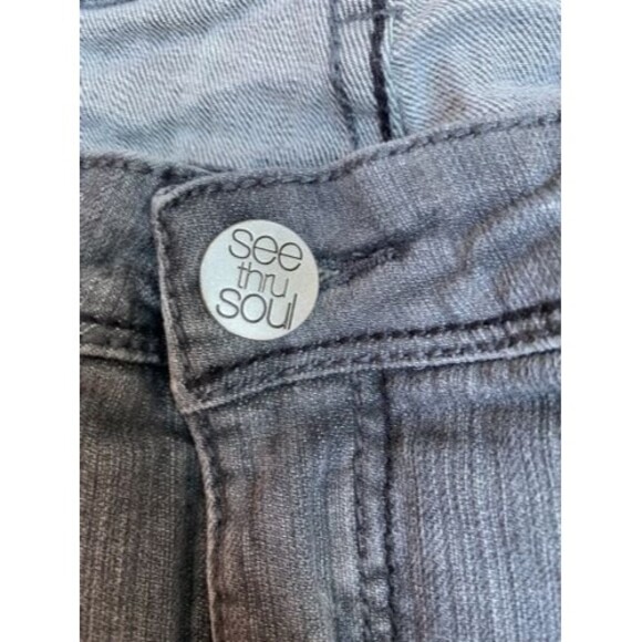 See Thru Soul “I Am Marilyn” Skinny Gray Stretch Denim Jeans Size 18 W38 L31 - Picture 7 of 11